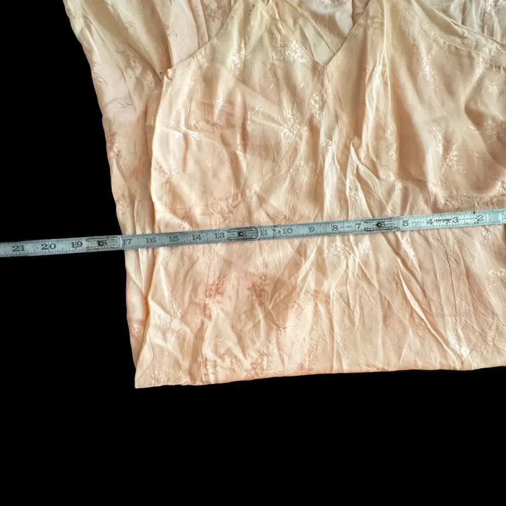 1930’s Cream Orangle Bias Cut Slip Dress Nightgown Floral Embossed Vintage READ - Picture 8 of 16